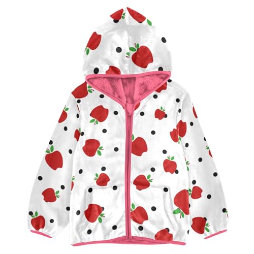 OTVEE Red Apples Fruits Kids Hoodie Jacket Fall Spring Full Zip Warm Outwear Coat
