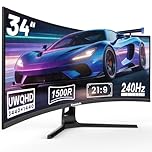 Gawfolk 34 Inch Ultrawide Curved Gaming Monitor, 1500R PC Screen 240hz UWQHD 3440x1440p Monitor, Curved Computer Display with FreeSync & Eye-Care Technology, DP, HDMI, Wallmount 100x100mm