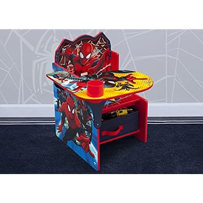 Delta Children MySize Chair Desk with Storage Bin - Greenguard Gold Certified, Bianca White & Chair Desk with Storage Bin - Greenguard Gold Certified, Spider-Man, Arm Rest