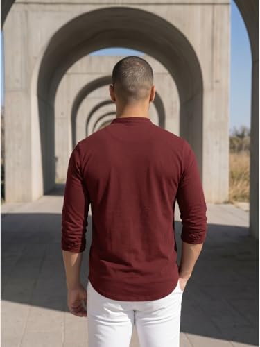 Image of DEELMO Combo of Men's Cotton Blend Solid Regular Fit Full Sleeve Short Kurta | Men's Trendy Short Kurta Pack of 2
