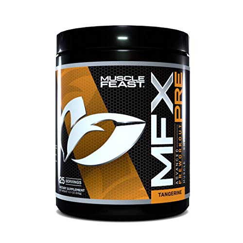 Muscle Feast MFX PRE CarnoSyn Natural Caffeine Nitric Oxide Pre-Workout Powder, Tangerine, 500g