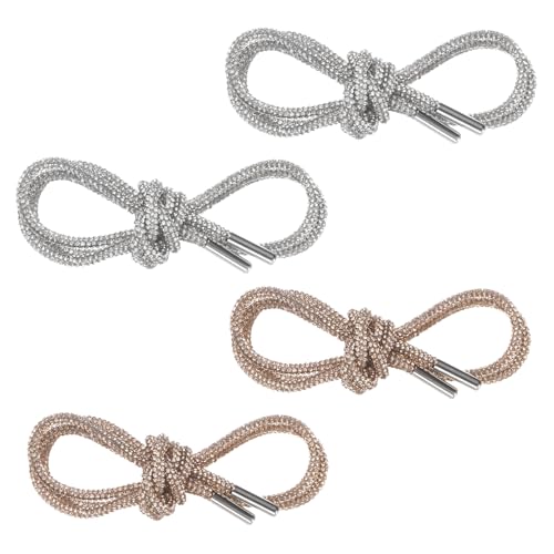 Lacets ronds en strass blanc et champagne de 99cm pour baskets et bottes | Lot de 2 paires