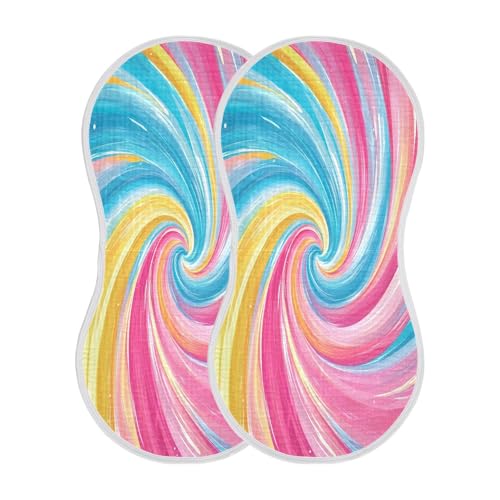 Colourful Swirls Burp Cloths Cotton Baby Washcloths,Large 22x11in Burping Cloth Absorbent and Soft for Newborn Baby Boys and Girls,2 Pack2