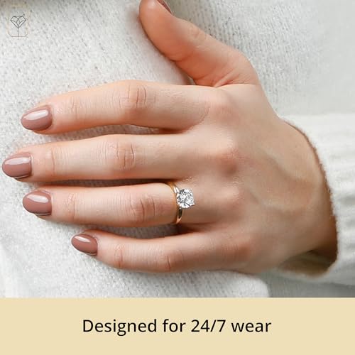 MAX + STONE 2 Carat Round Cubic Zirconia Solitaire Engagement Ring for Women | 14k Gold Engagement Rings | Simulated Diamond Ring | Real Gold CZ Engagement Rings3