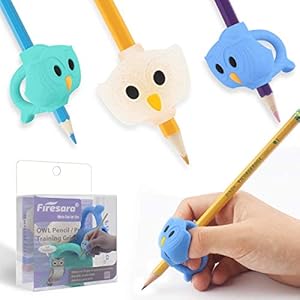 Potlood Grips, Firesara Originele Uil Potlood Grips voor Kids Handschrift Ergonomische 3 Vingers Sets Hulp voor Trainer…