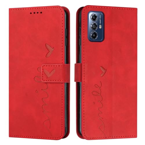 Coque Motorola Moto G Play 2024 étui portefeuille cuir clapet protection rouge