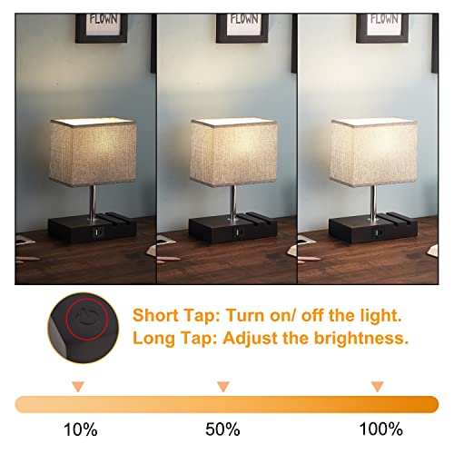 Fully Dimmable Table Lamp For Bedroom With Usb C+A - Touch Control Bedside Lamps For Nightstand With Charging Ports And Phone Stands, Small Desk Lamps For Living Room (Led Bulb Included), 12.27 Inch #TOP1