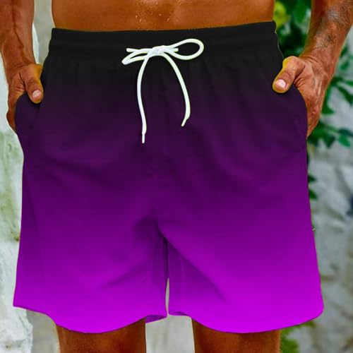 Men's Gradient Beach Shorts Swim Trunks Summer Casual Drawstring Athletic Running Shorts with Pockets3