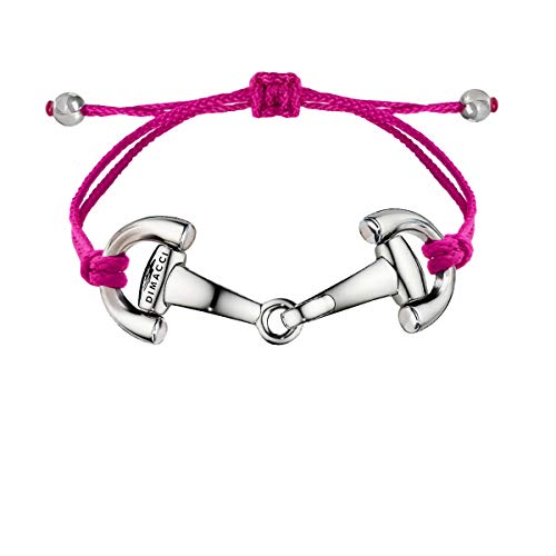 Bracelet-mors DIMACCI tressé | mors 4.7cm | Fuschia argenté | acier inoxydable | sans nickel | taille ajustable | bijoux pour cavalières en boîte Cadeau |...