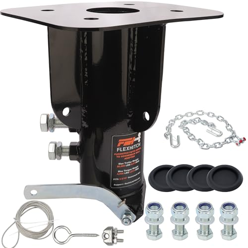 Fifth Wheel to Gooseneck Adapter, Adjustable Height 14''-19'', Bolt-On to