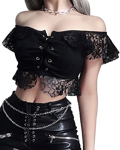 Lace Crop top,Gothic Crop top Crop Tops Gothic Velvet Lace Crop Top Gothic Front Lace Up Crop Top Gothic Front Lace Up Crop Top