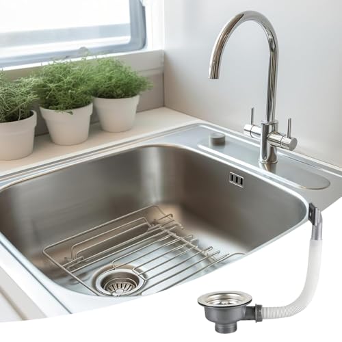 Gurtt 114 mm Edelstahl-Spülbecken-Siebkorb mit Überlaufanschluss für Edelstahlspülen – Ersatzteil