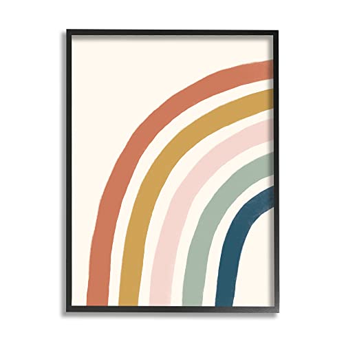 Stupell Industries Half Arch Children's Rainbow Boho Toned Stripes Black Framed Wall Art, 11 x 14, Multi-Color