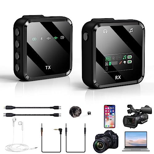 Wireless Lavalier Microphone, 2.4G lavalier microphone wireless, For iPhone/Android, DSLR cameras and laptops, for Interview YouTube Facebook Live-stream, Recording Podcast Vlog