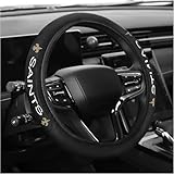 Magaradula Leather Steering Wheel Cover for Saints Car Accessories for Sports Fans,Universal Size14-15 Inch fit Most car SUV Trucks. (for ST)