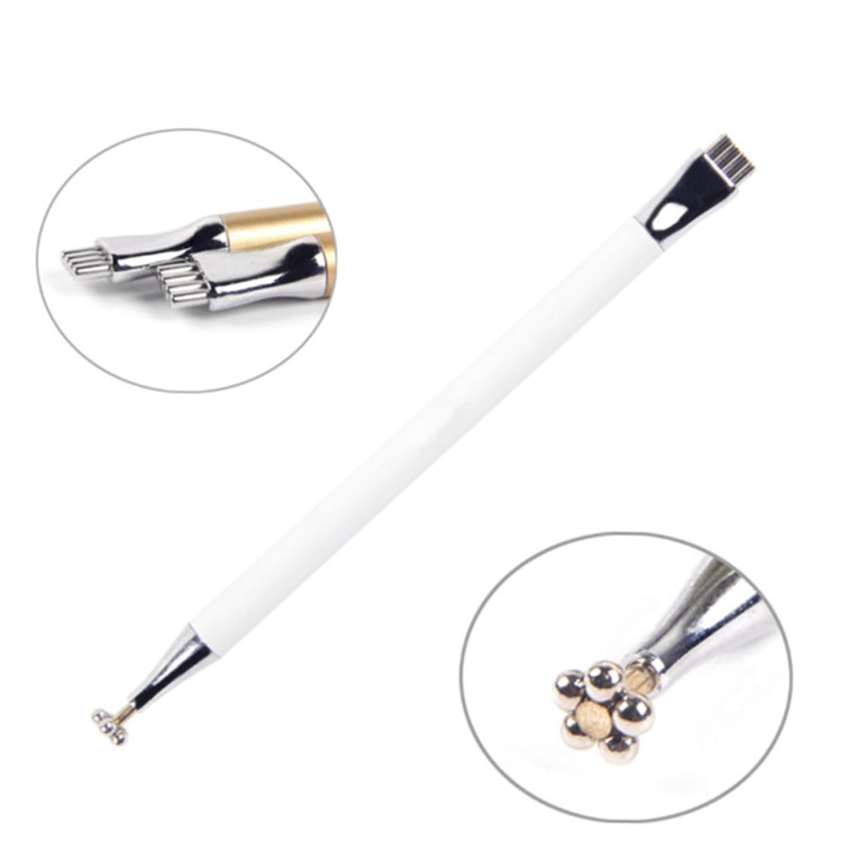 3PCS Double Head Flower Design Nail Art Magnet Pens for Cat Eye Gel Polish Red White Yellow Metal Rod Magnetic Dotting Sticks for Nail Patterns Salon and Home Use
