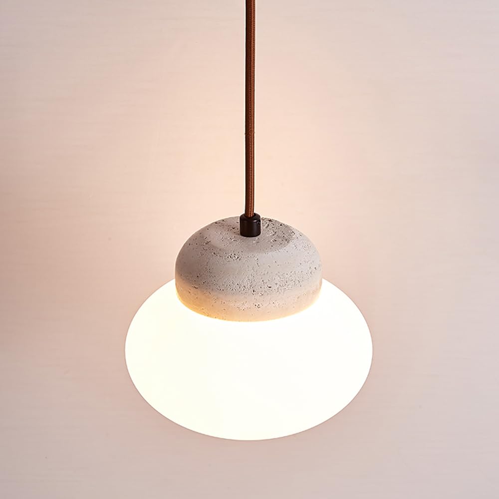 Lustre en Travertin Jaune Wabi Sabi pour Éclairer un Îlot de Cuisine Design