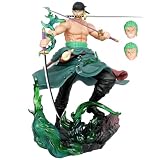 Zhongkaihua Enma Roronoa Zoro Anime Figura - Enma Haoshoku Haki Llama Verde - Wano Zoro Collection Model Estatua Escritorio Regalos Tamaño 31,5 cm
