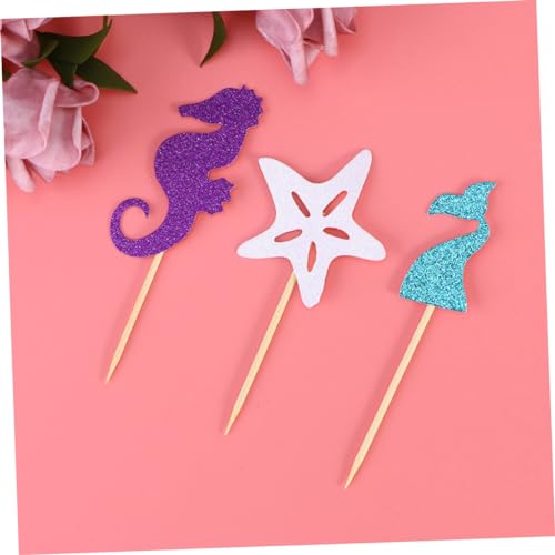 Abaodam 36 Unidades topo de bolo prafesta animais marinhos sob o mar escolhas de cupcake decoração e