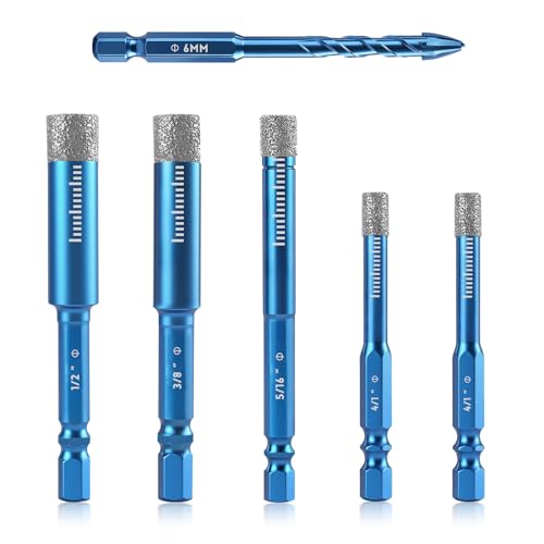 Funtery 6 Stück Fliesenbohrer Set Diamantbohrer Glasbohrer,6, 8,...