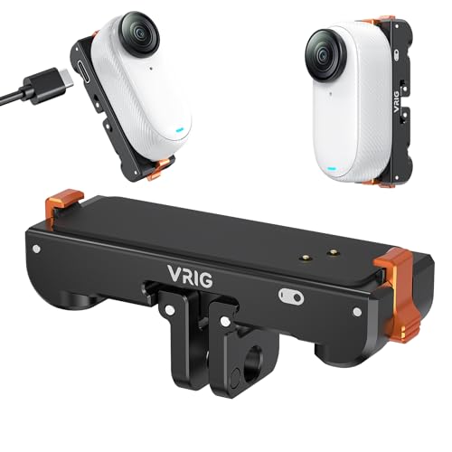 VRlG Magnetic Quick Release Mount for Insta360 GO3S/GO3 with Charging, Aluminum snap-On Magnetic Base with Foldable Adapter and 1/4" Adapter for Tripods & Selfie Sticks, Vlogging