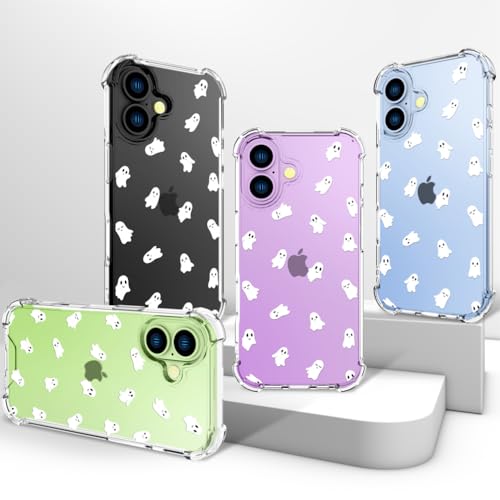 ENDIY Compatible for iPhone 17 Cases with Design, Cute Transparent Phone Case for Women Girls Girly with Heavy Duty Protective Bumper (Clear Ghosts Halloween Hallowmas) by ENDIY - Used condition - Image 3