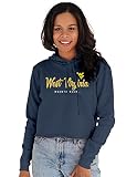 Blue 84 Women's West Virginia Mountaineers Vintage Crop Hoodie, West Virginia Mountaineers Navy, Large