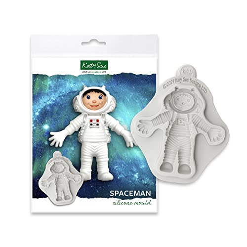 Katy Sue Spaceman/Astronaut Silicone Mold for Cake Decorating & Crafts. Figure is 3.9 Tall, 3.7 Wide, 0.7 Deep (inches). For Fondant, Gum Paste, & Clay. From Katy Sue Designs Space Fondant Molds