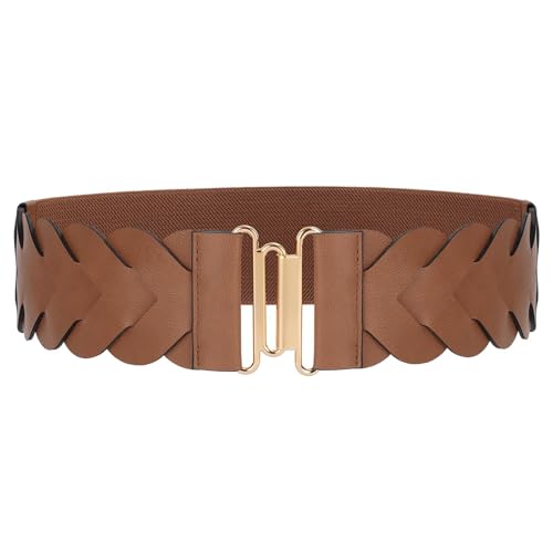 JASGOOD Women's Wide Elastic Belt Vintage Stretchy Belt for Dresses