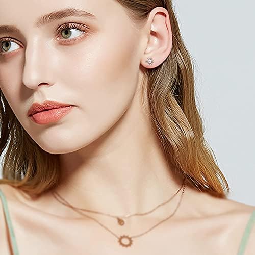 Diamday 8 Pairs Hypoallergenic Screw back Earrings for Women Girls 316L Stainless Steel CZ Tiny Pearl Ball Heart Flower Turtle Butterfly Stud Earrings Set