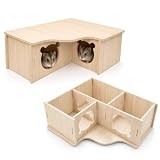 ASXIBEU Hamsterhaus aus Holz, Mehrkammernhaus mit abnehmbarem Design