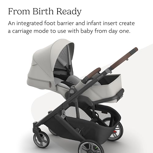 UPPAbaby Cruz V3 Stroller - from Birth + Car Seat Compatible - Full-Size, Reversible Seat - Infant Insert, Bug and Rain Shields Included - Savannah (Pearl Gray Jacquard/Carbon Frame/Chestnut Leather) by UPPAbaby - Image 4