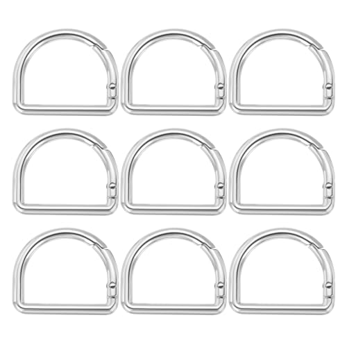 PATIKIL 9Pcs Spring D Rings 1-1/4" Metal Solid D Buckle Spring Key Hooks