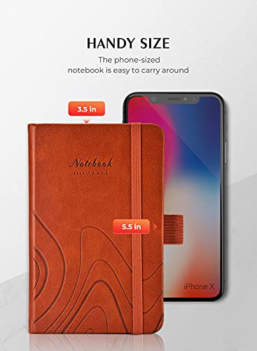 AISBUGUR Pocket Notebook, Small Notebook, Total 320 Pages 2-Pack, 3.7\" x 5.7\" Pocket Notebook (2 Pack, Brown1)