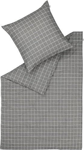 Schöner Wohnen Bettwäsche-Garnitur Just Farbe grau Größe 135x200+80x80 Kariert