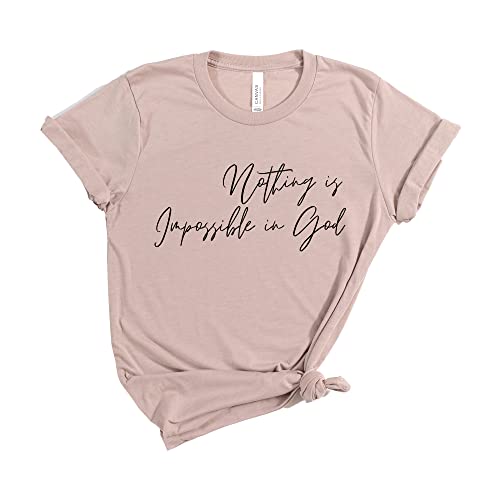 Nothing Is Impossible In God T-Shirt Women Christian Short Sleeve Shirts Jesus Faith Cross Graphic Casual Loose Tee Tops #TOP5