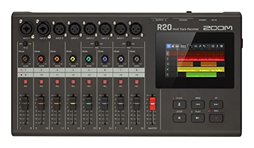 ZOOM R20 16-ścieżkowy rejestrator i studio nagrań dla muzyków, zespołów i autorów piosenek, XLR z zasilaniem fantomowym, efekty, ekran dotykowy, idealny do produkcji muzycznej, nagrywania, edycji