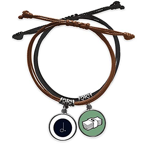 Pulsera trenzada de música y cuero con acabados artesanales
