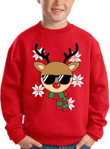 Image of BesserBay Christmas Girls Printed Sweatshirt Ugly Novelty Party Funny Crewneck Jumper Elk Red Unisex 11-12 Years
