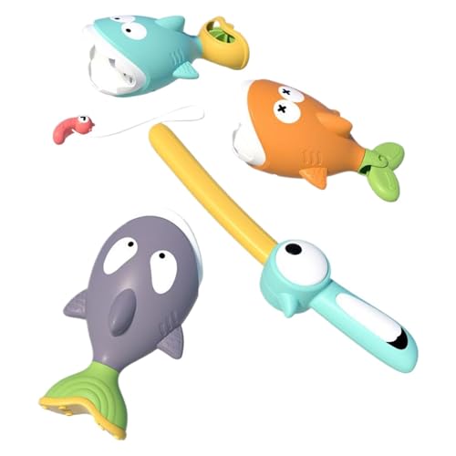 BinZyronic お風呂のおもちゃ マグネットフィッシングゲーム ? カラフルな魚と磁気棒で楽しく学ぶモータースキル、就学前教育に適した遊び道具