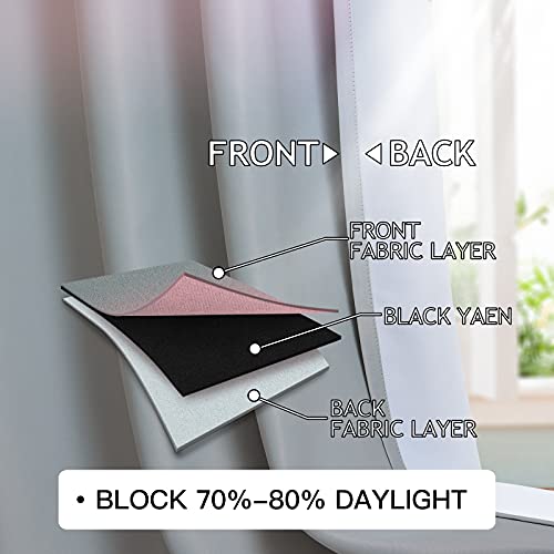 Cosviya Grommet Ombre Room Darkening Curtains 84 Inches Length For Kids/Girls Bedroom, Polyester Light Blocking Pink To Grey Gradient Window Drapes/Curtains For Living Room,2 Panels, 52X84Inches #TOP1