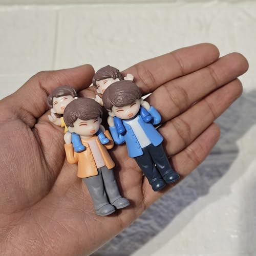 Image of Miniature Cute Father Son Figurine PVC Showpiece for Home Decor Miniature Garden Dollhouse Accessory Fairy Garden Decoration Collectible Gift