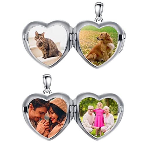 Bethza Diamond Heart Locket Necklace Sterling Silver That Holds 4 Pictures 0.035Ct Diamond Photo Pendant Necklaces For Women Mother #TOP5