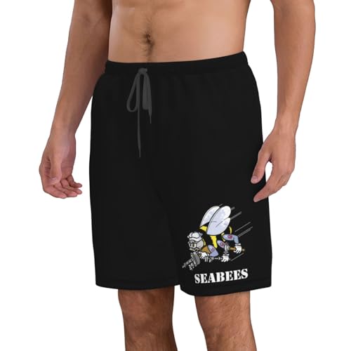 Navy Seabee Men's Beach Shorts Quick Dry Swim Trunks with Pockets Mesh Lining2