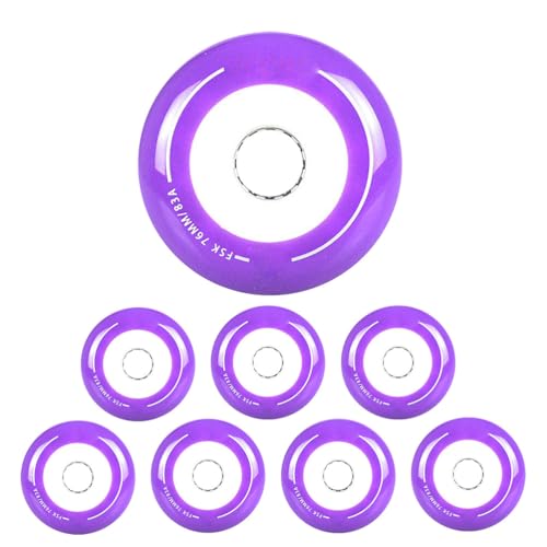 JCCHT 83A Inline Roller Skate Wheels 76mm 80mm Caster Board Wheel Replacement 8 Pack without Bearings,Purple,76mm