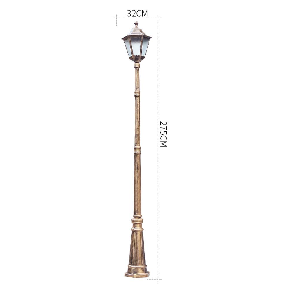Lampadaire d'extérieur traditionnel E27 à tête unique pour l'extérieur IP65 en verre étanche à l'eau - Lumière européenne rétro en aluminium - Pour chemin