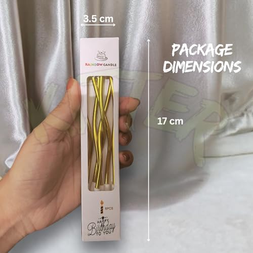 Image of KITTER Metallic Golden Spiral Candle for Decoration - Pack of 6 Pcs Twisted Candles for Birthday Cake | Golden Candle Set | Spiral Long Candles | Golden Candle for Cake Birthday