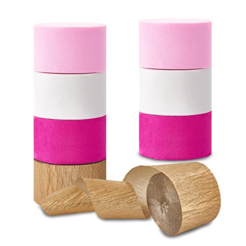 Streamers Bridal Shower Decorations,8 Rolls Rose Pink White Gold Crepe Paper Streamer For Bachelorette Party Wedding Shower Baby Shower Birthday Valentine's Day Decorations Party Supplies,82Ft Long #TOP1