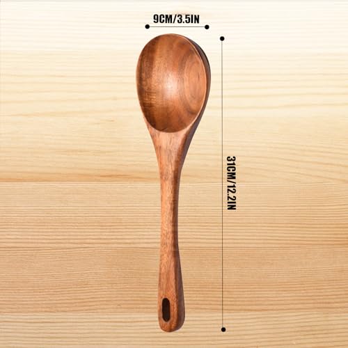 Zenxylo Wooden Spoons for Cooking & Cooking Spatula Turner Set, Premium Teak Wooden Cooking Utensils Set, Wooden Mixing Spoon - image 4