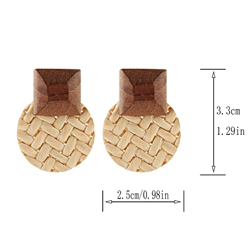 STWTR Women's Natural Wood Earrings Variety of Fashion Earrings Love Minimalist Retro Earring Set Natural Wood Hollow Round Earrings Arc3